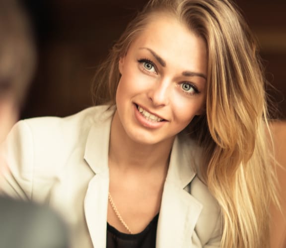 Woman talking to her work associates