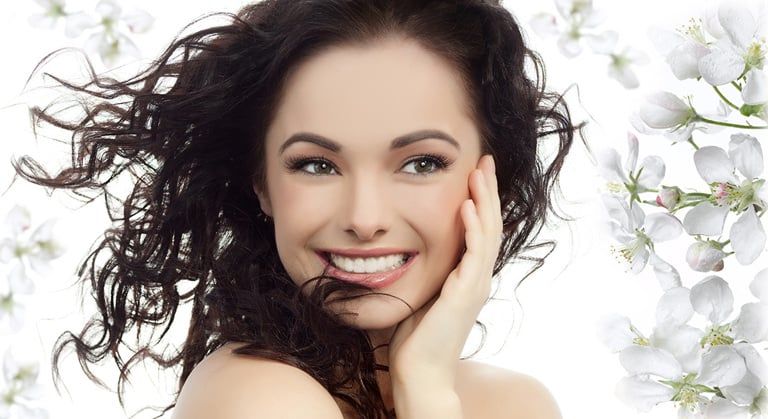 Woman excited in white